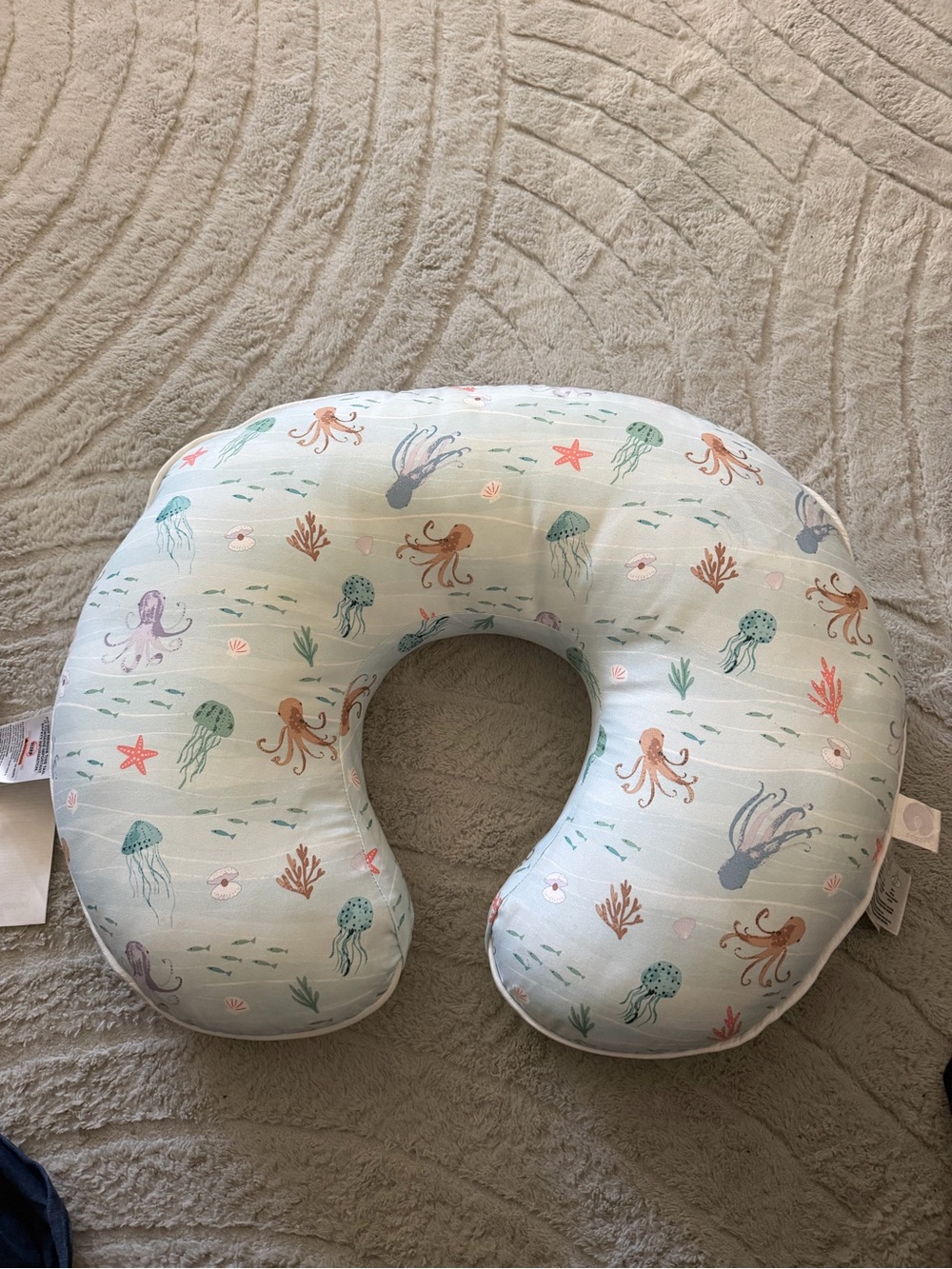 Boppy Nursing Pillow in Light Aqua with Multicolor Sea Creatures